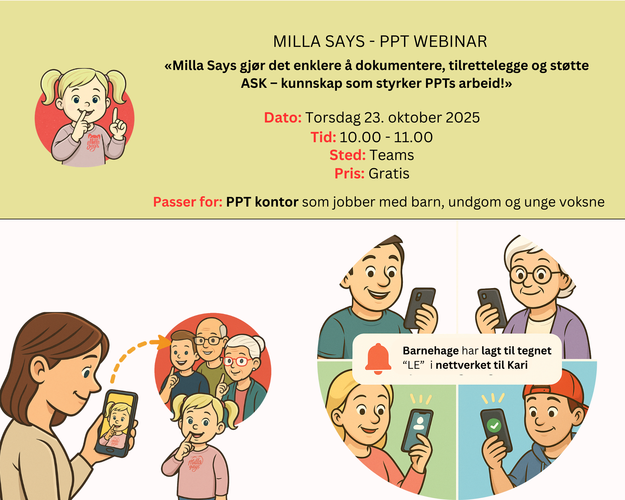 Milla Says – Gratis PPT-webinar 23. oktober